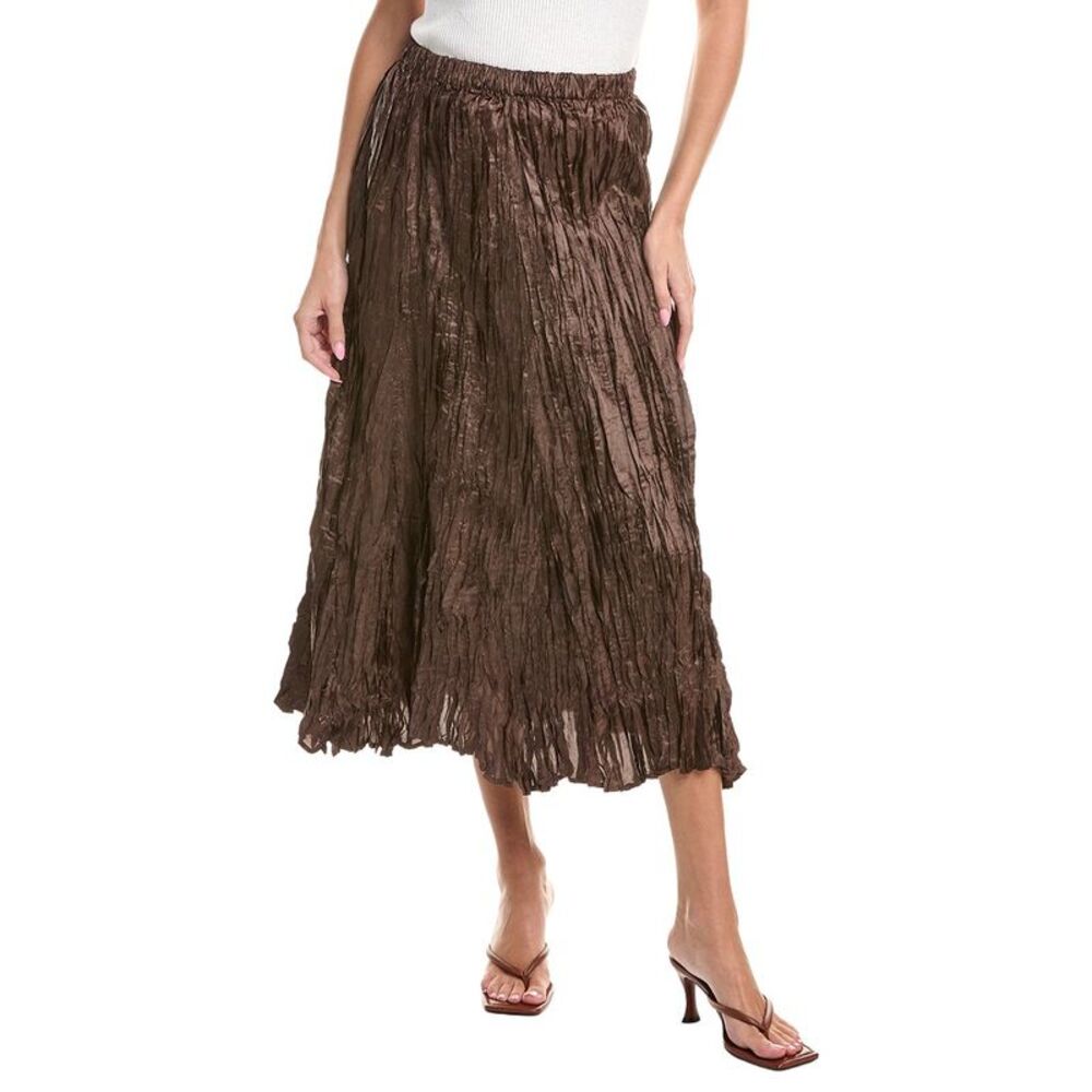 Picadilly Womens  Crinkled Long Skirt, Green